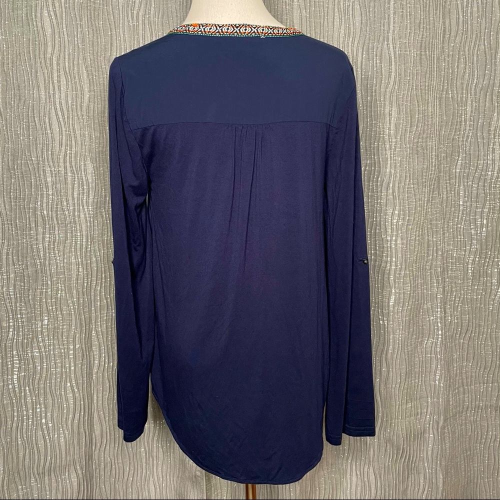 Daniel Rainn Split Neck Roll Tab Blouse - image 2